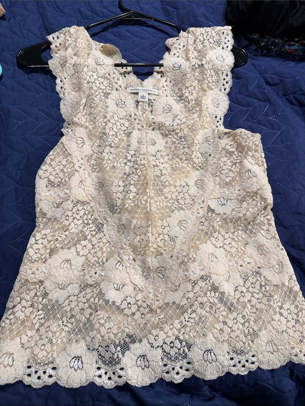 Banana Republic Cream Lace Camisole with Scalloped Trim